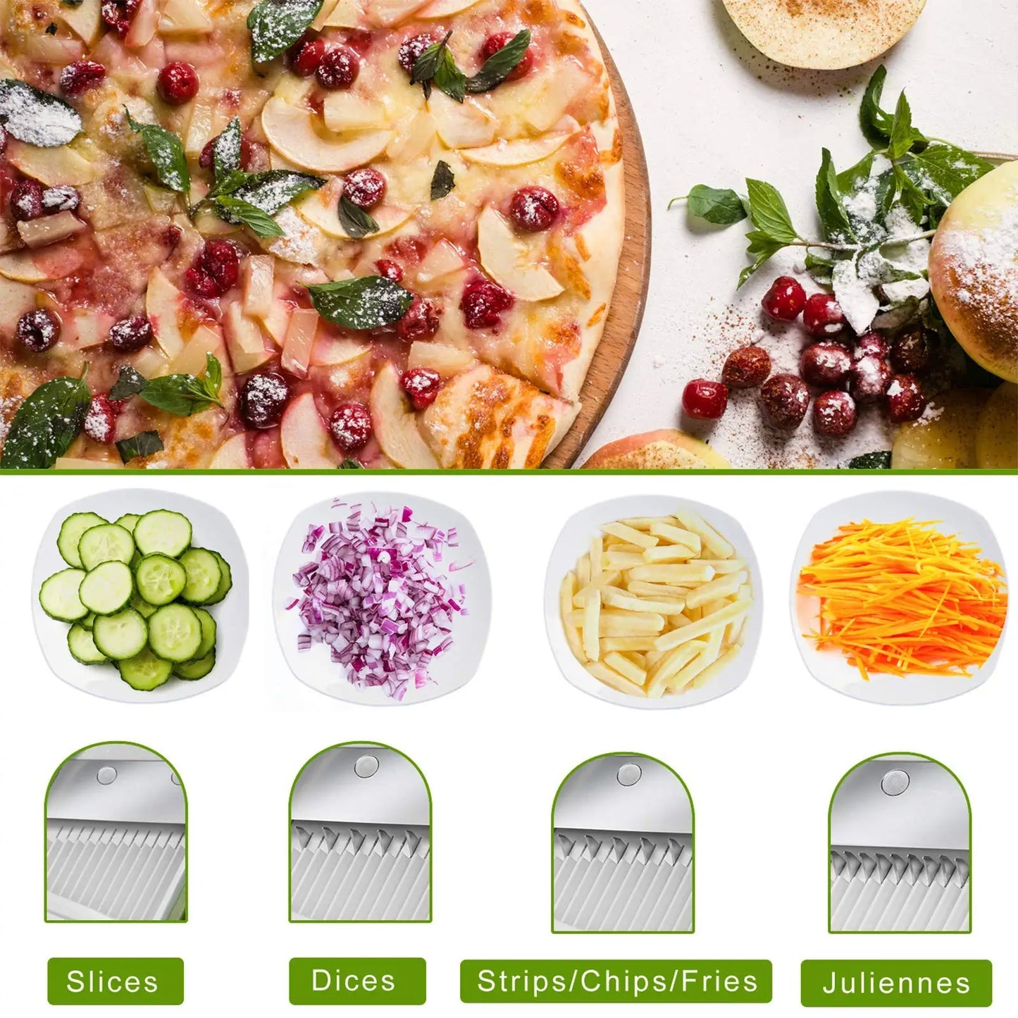 Mandolina de Cocina Multifuncional | 4 Cuchillas de Acero Inoxidable
