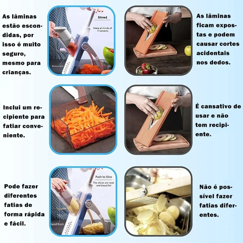 Mandolina de Cocina Multifuncional | 4 Cuchillas de Acero Inoxidable